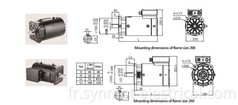 Synmot 70kW 90kW huile refroidi à l'eau refroidie à refroidissement par liquide de refroidissement du moteur d'asservissement de machine à coudre servo-moteur fabriqué en Chine